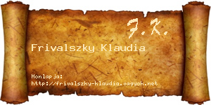 Frivalszky Klaudia névjegykártya